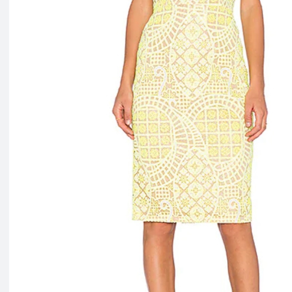 Alexis Yellow Anthea Lace Midi Sheath Mini Dress Like new worn once to a shoot.